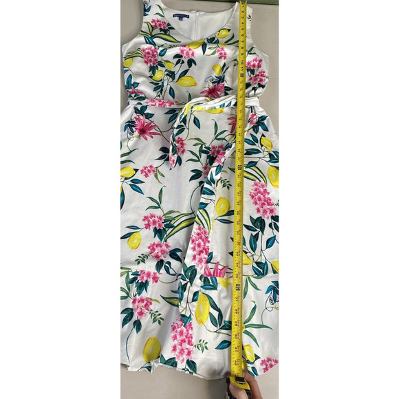 Talbots Dress Womens Size 10 Lively Lemon Floral Fit & Flare Party Guest Midi - Picture 8 of 12